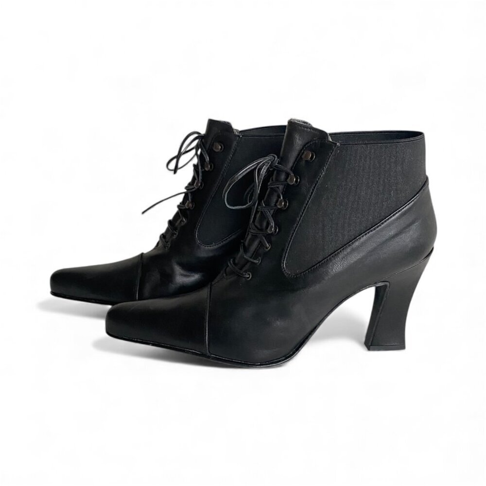 Sacha London Leather Lace Detail Heeled Boots Sz 8 M​​